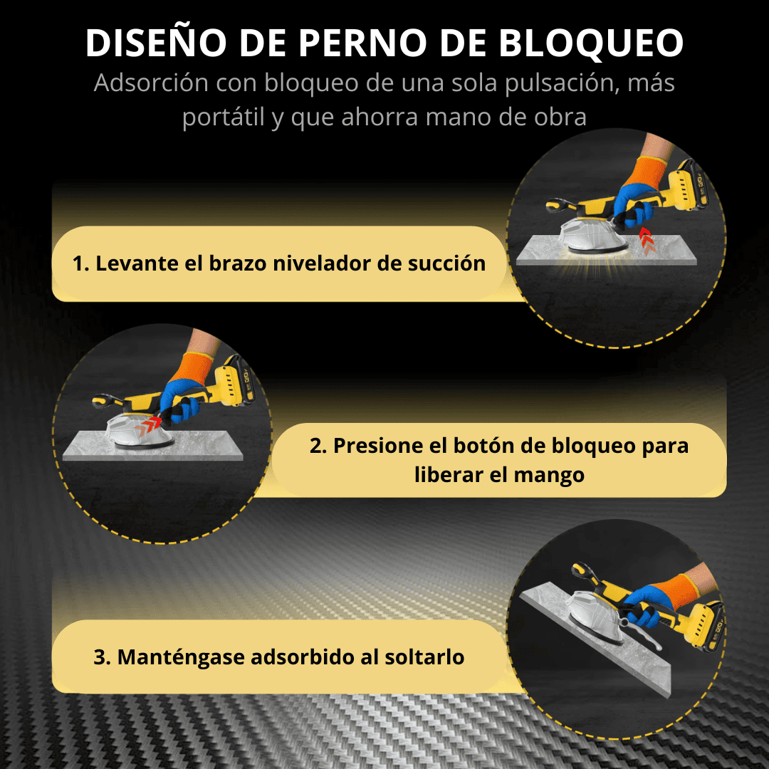 Ventosa Vibradora Compatible con Baterías DeWalt – Potencia 18V/20V para Instalación Precisa de Azulejos