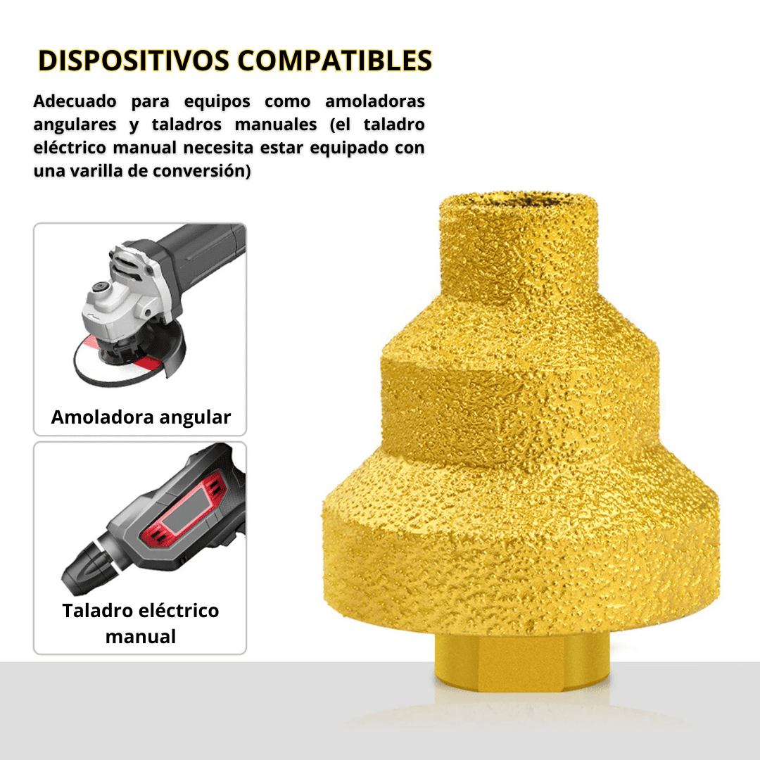 Broca Cónica Diamantada Tipo Escalonada – Ampliación Precisa y Corte Fino en Porcelanato y Piedra