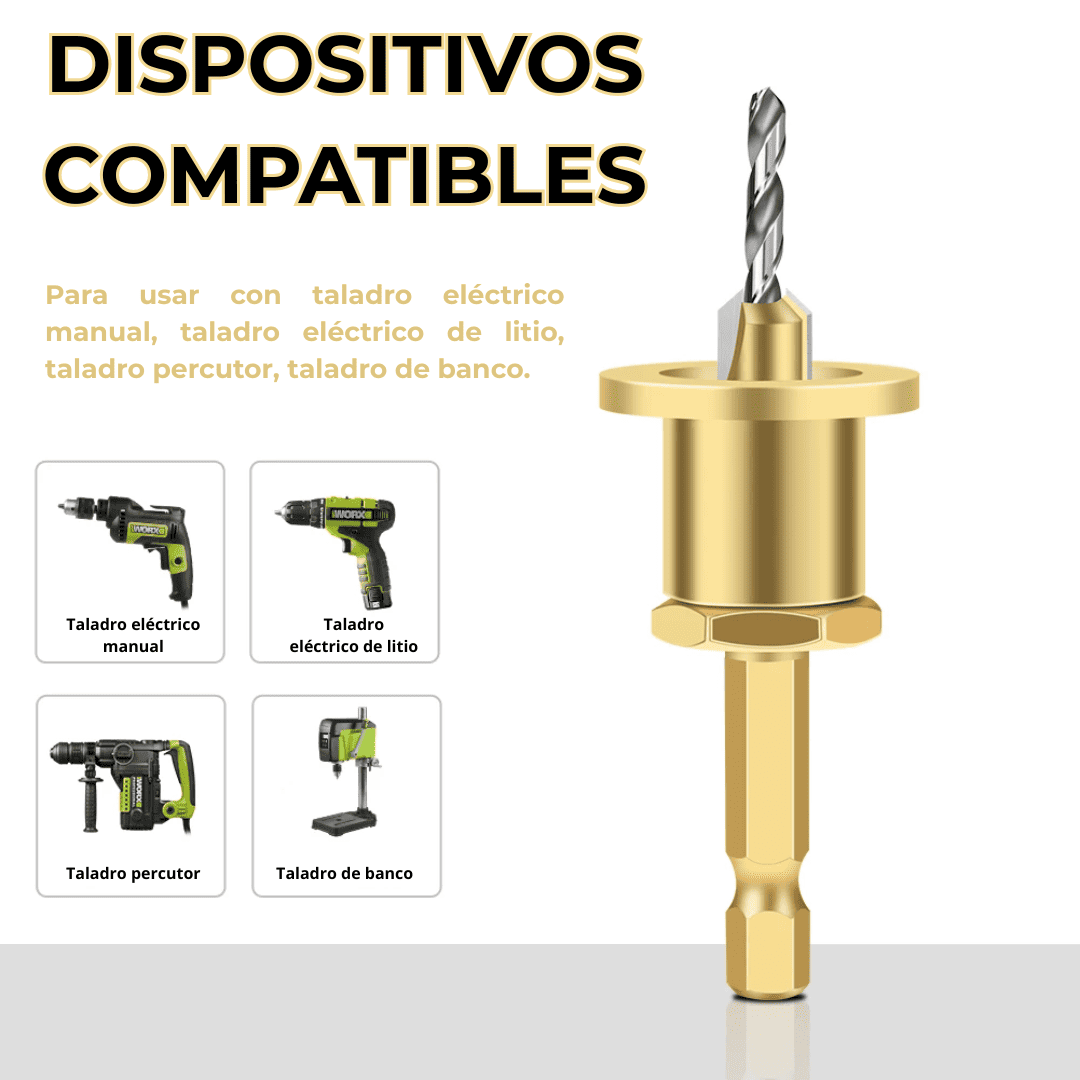 Broca Avellanadora con Tope Oro – Perforación Limpia y Precisa para Madera y Melamina