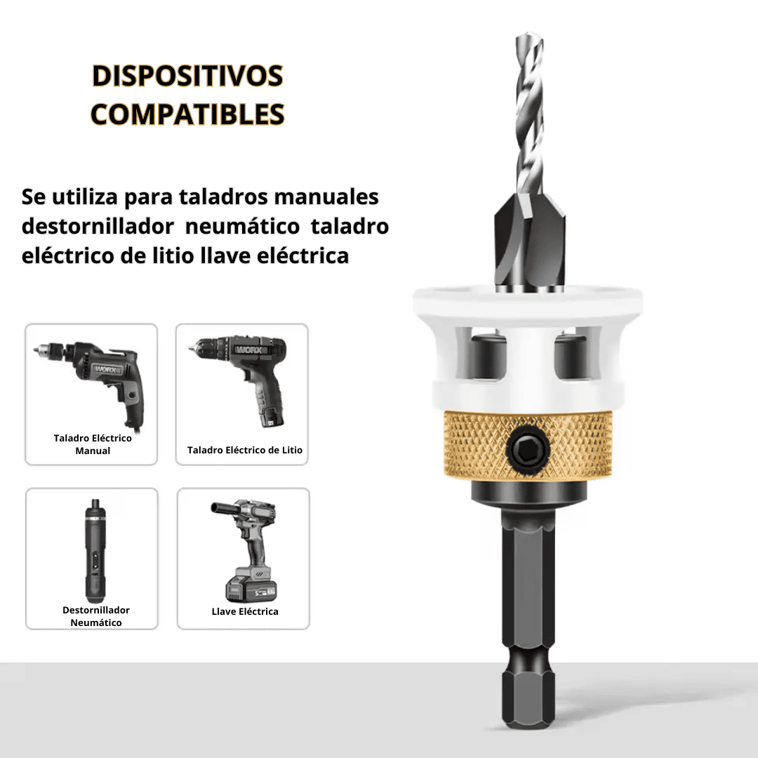 Broca Avellanadora con Tope Pro 2.8 x 8 mm – Precisión Ajustable para Madera y Melamina
