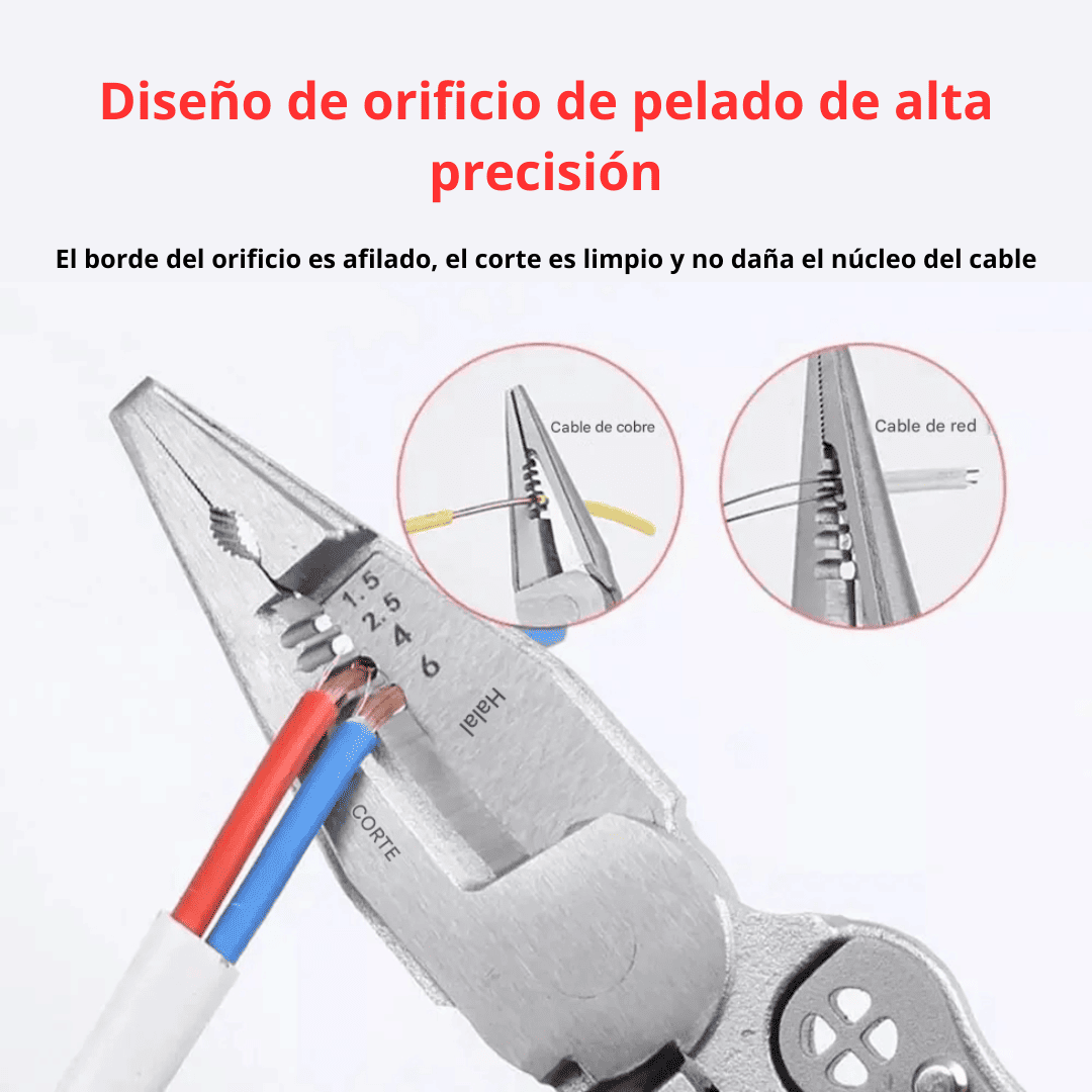 Alicate Dieléctrico 9 en 1 Multifuncional – Precisión y Seguridad para Electricistas
