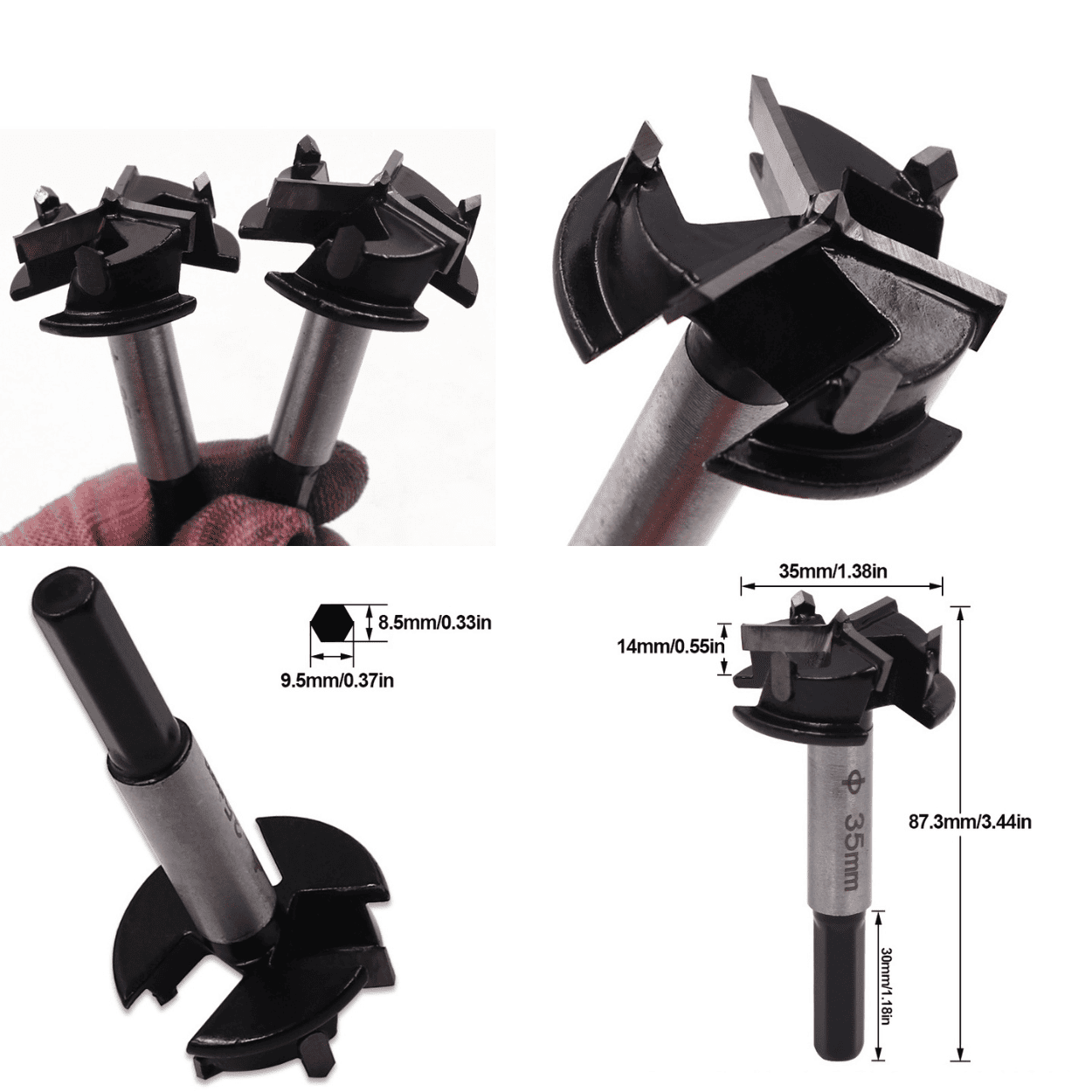Broca Forstner PRO 35 mm con Tope Regulable y 3 Hojas