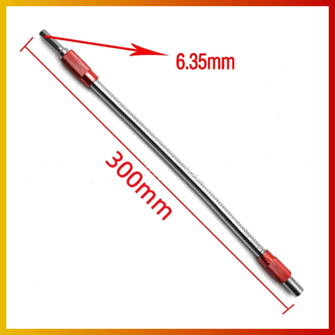 Extensión Flexible  30 cm de Metal Rojo y Amarillo– Alcance Total para Espacios Difíciles