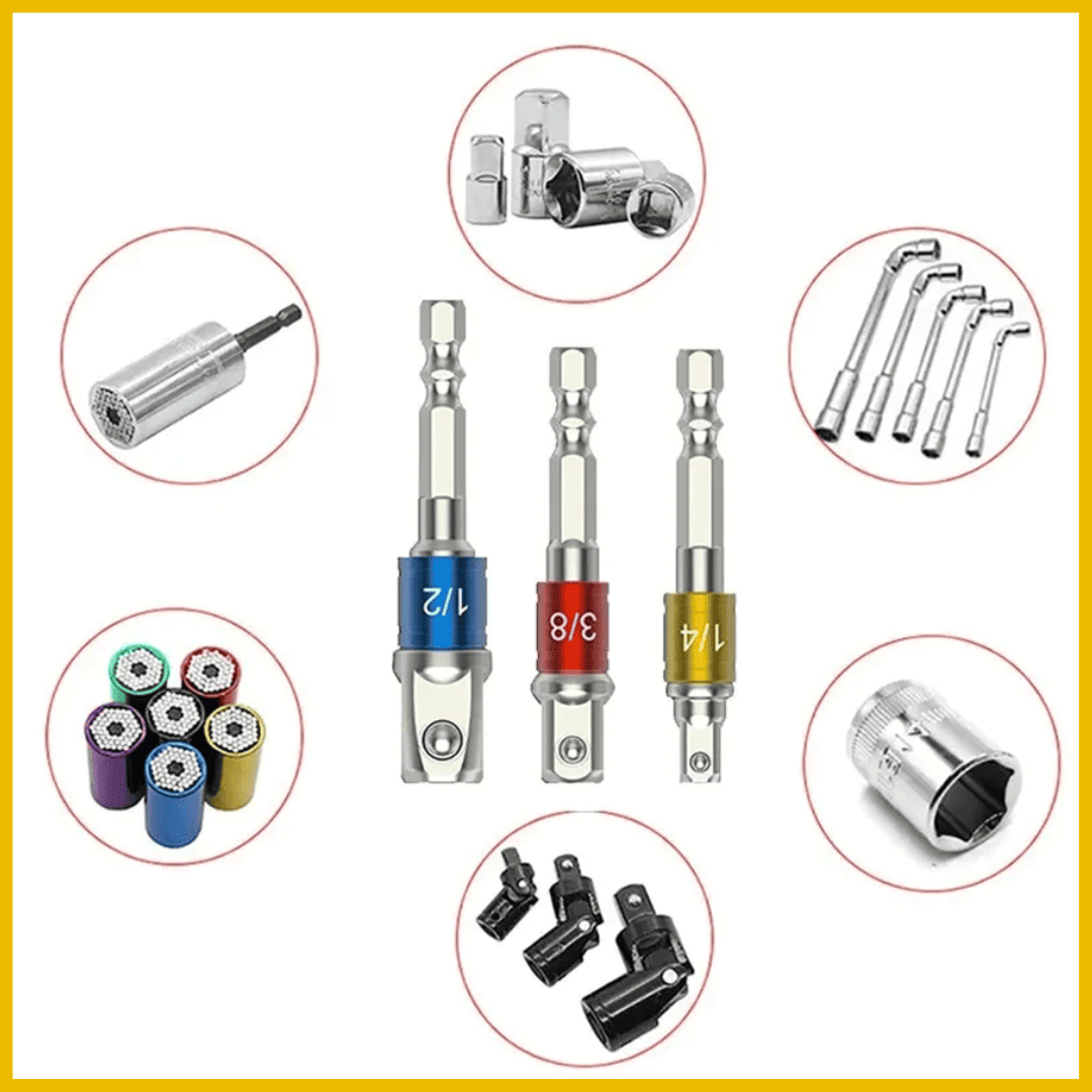 Adaptador de Vástago Hexagonal a Impacto – SET de 3 PCS PRO
