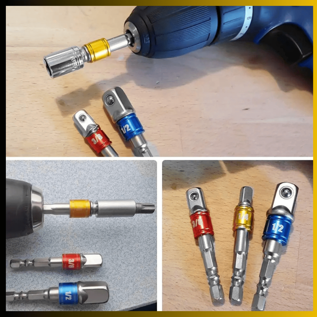 Adaptador de Vástago Hexagonal a Impacto – SET de 3 PCS PRO
