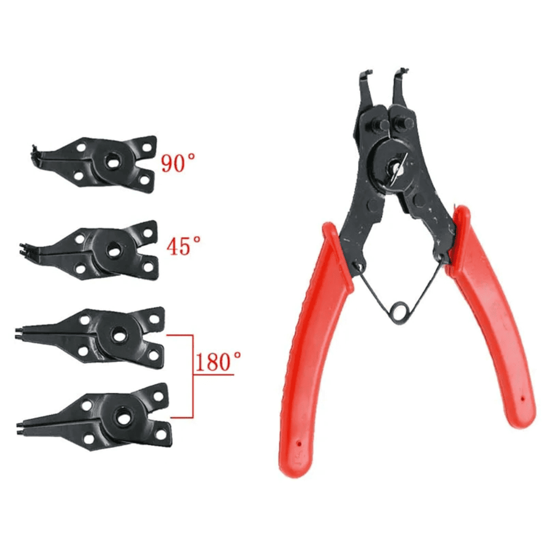 Alicate Pinza Saca Seguro Multiuso 4 en 1 – Para Anillos Internos y Externos con Cambio Rápido