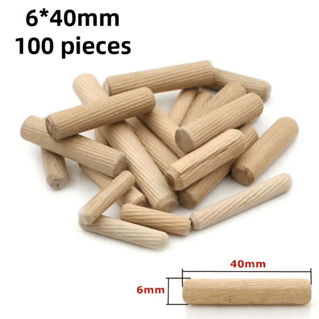 Tarugos de Madera Ranurados – Set de Uniones Precisas para Carpintería y Muebles