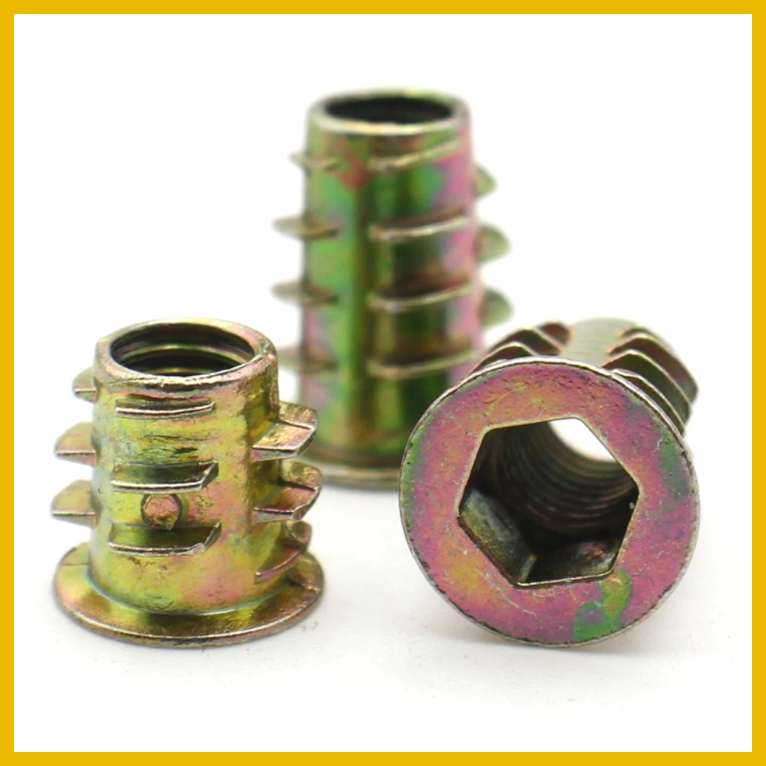 Tuercas de Inserción Roscadas – M6, M8 y M10 con Cabeza Hexagonal y Brida