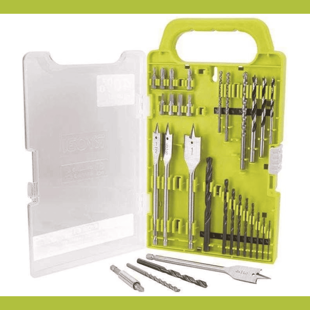 Juego de Brocas y Fresas RYOBI A983102 (31 Piezas) – Taladra Madera, Metal y Más con Precisión Total