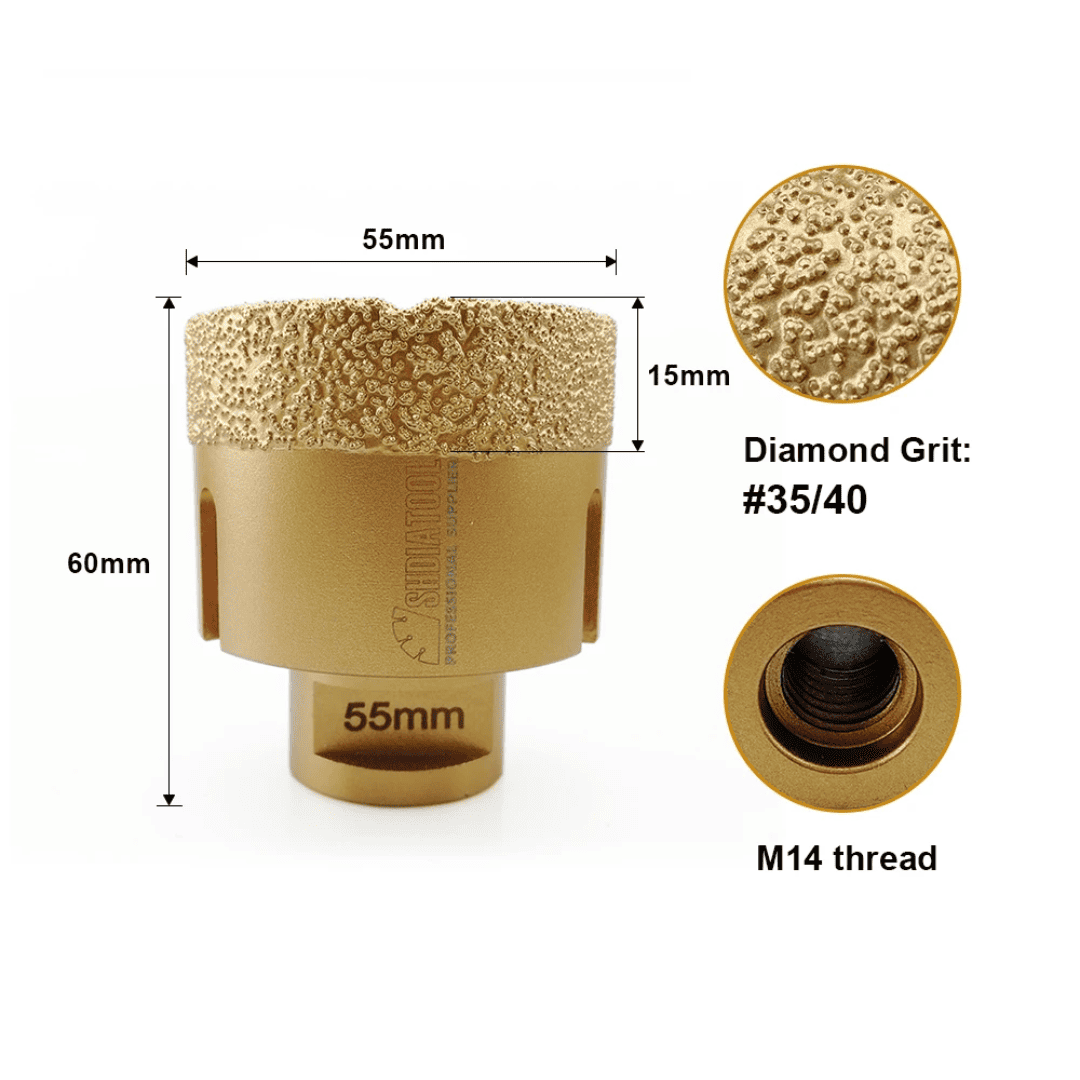 Copa Diamantada de Oro PRO – Corte y Perforación de Alto Rendimiento en Porcelanato, Mármol y Granito