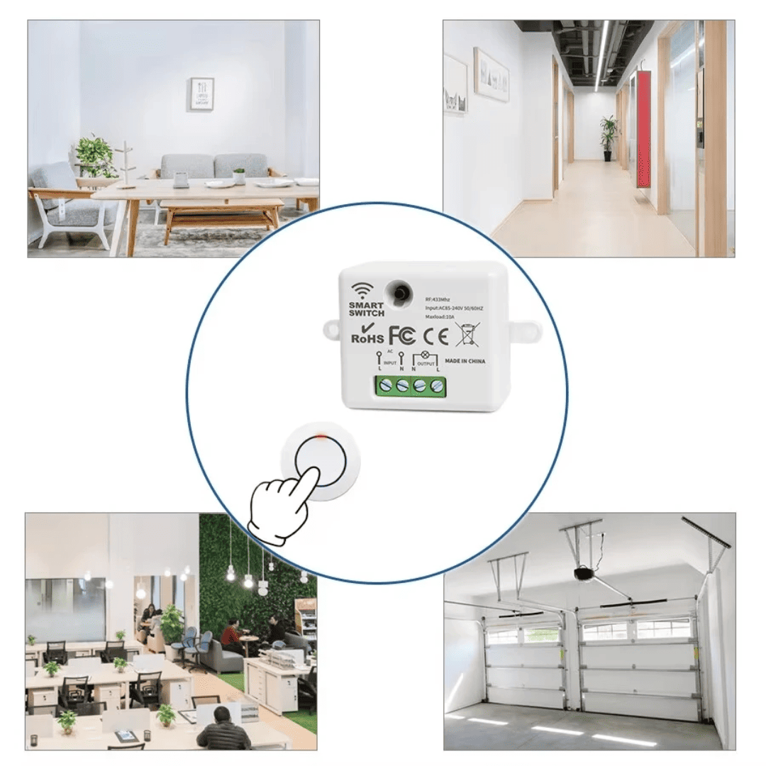 Interruptor Inalámbrico RF de 433 MHz – Control Remoto Mini con Alcance de 50m