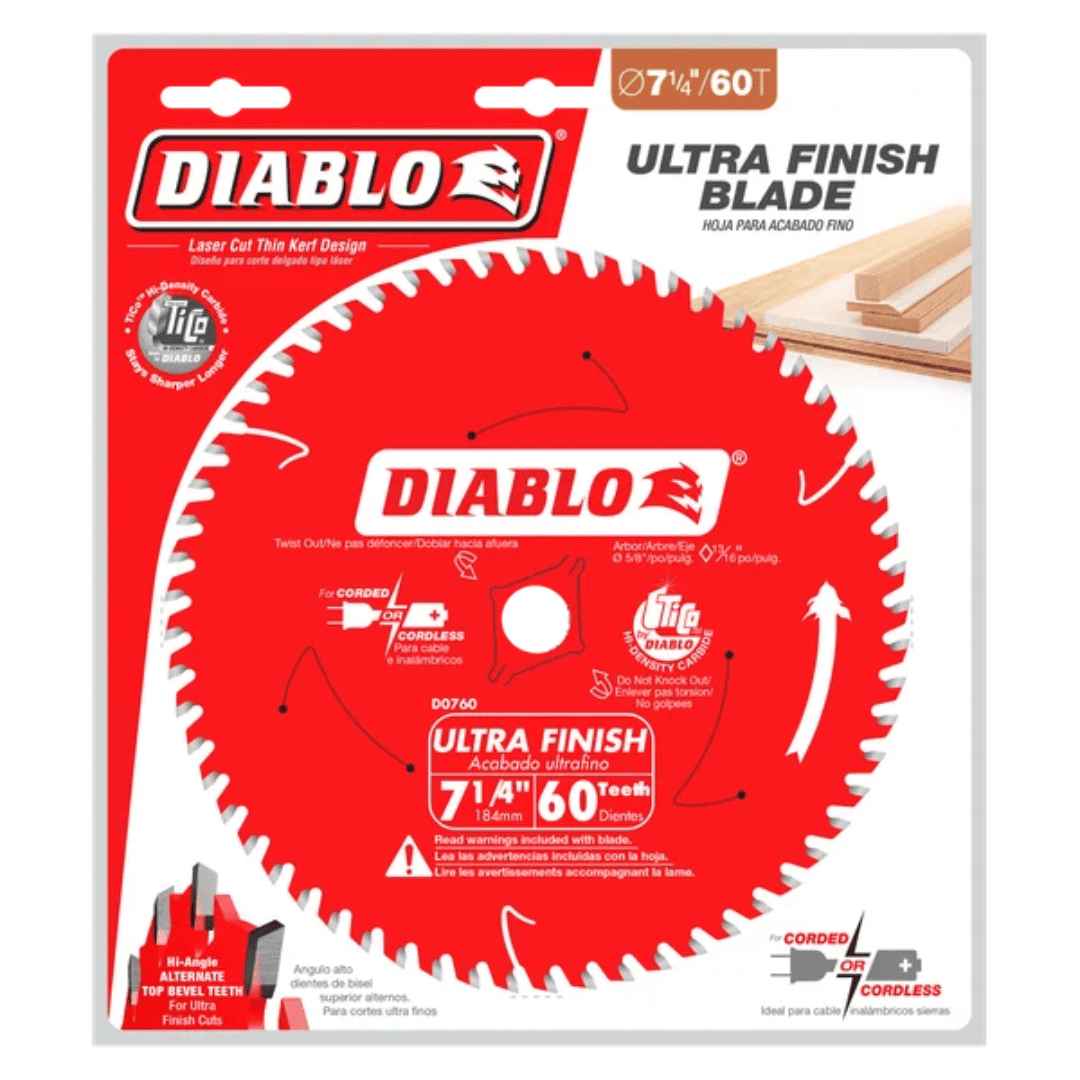 Disco Diablo 7 1/4” – Ultra-Fino 60 Dientes y Eje 5/8”