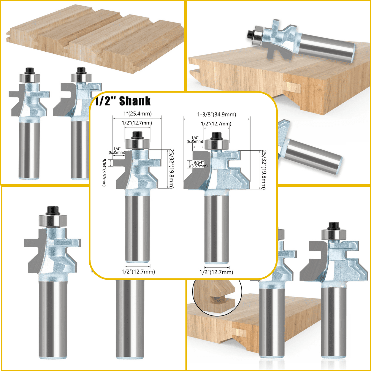 Fresa Combinada con Rodamiento – Set 2pcs