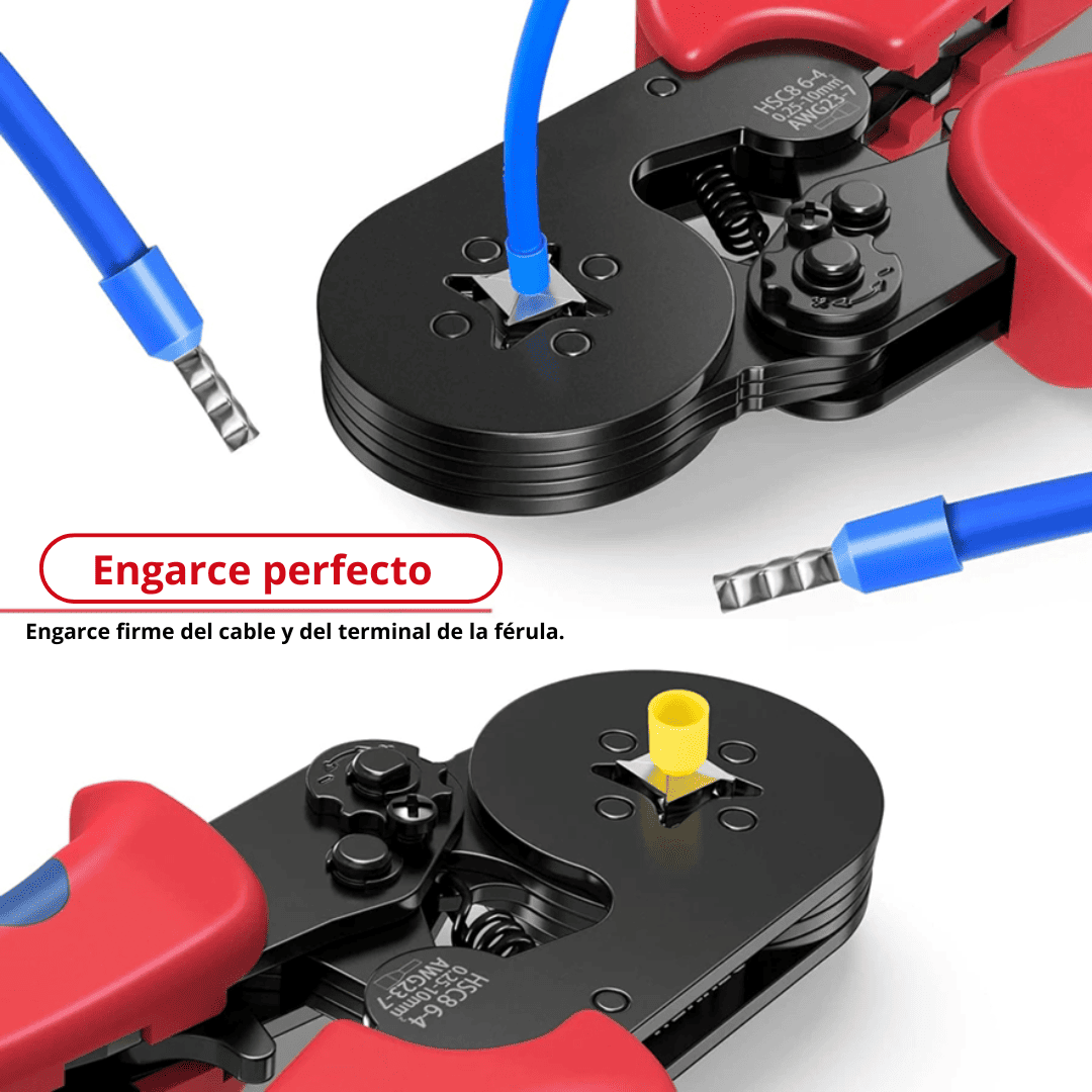 Prensa para Terminal Tubular AWG23-7 con Set de 1200 Terminales – Engarzado Preciso y Profesional