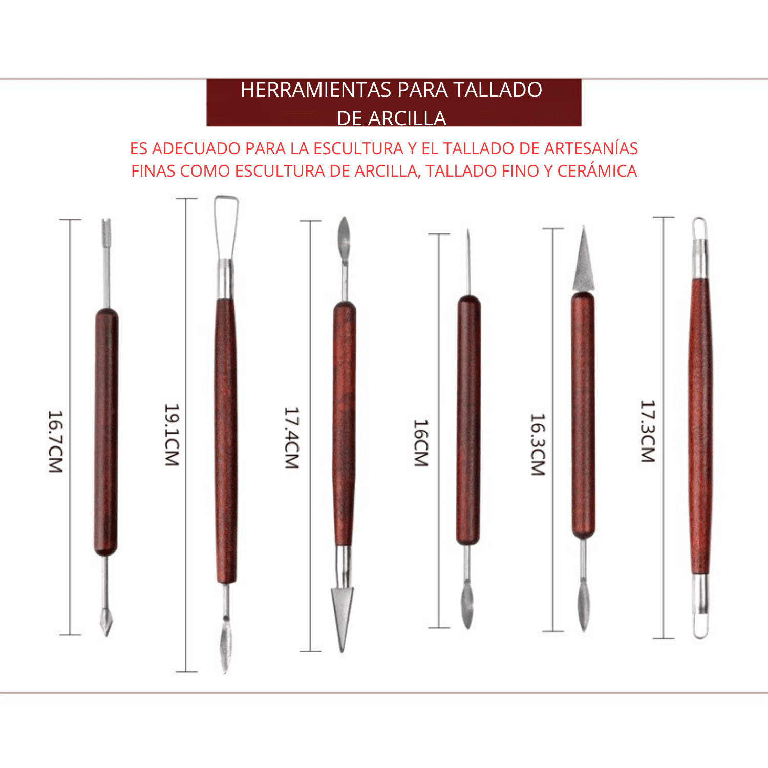 SET DE 6 HERRAMIENTAS DOBLE PUNTA PARA ESCULTURA Y MANUALIDADES