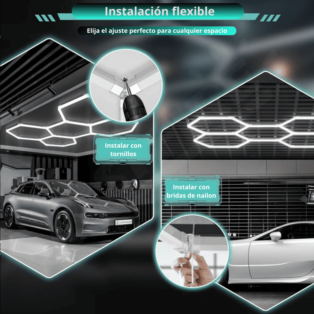 Luz LED Hexagonal de 24 PCS – Iluminación Profesional para Talleres, Garajes y Studios