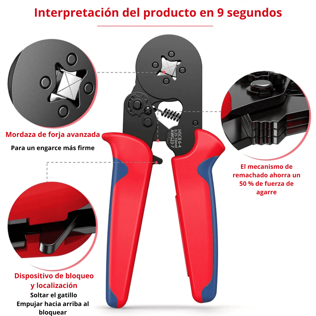 Prensa para Terminal Tubular AWG23-7 con Set de 1200 Terminales – Engarzado Preciso y Profesional