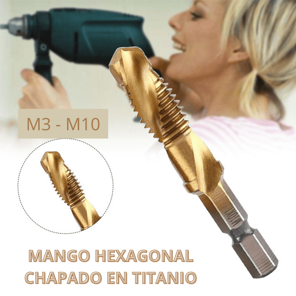 Set 6pcs Brocas Machos HSS con Recubrimiento de Titanio
