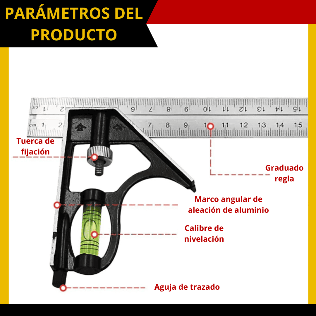 ESCUADRA COMBINACIÓN DE 15cm – Precisión total en madera, melamina, MDF y más (Copia)