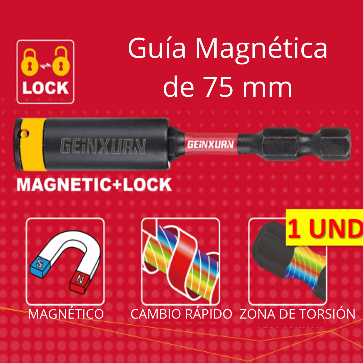 Punta de Impacto PZ2 x 25 mm & Guía Magnética LOCK de 75 mm – Geinxurn