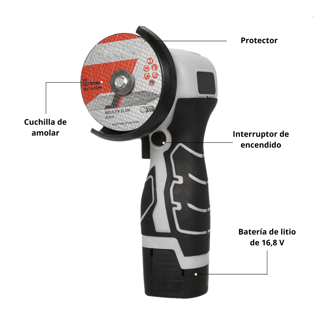 Mini Amoladora 16.8V – Potencia Portátil con Kit Completo y 2 Baterías