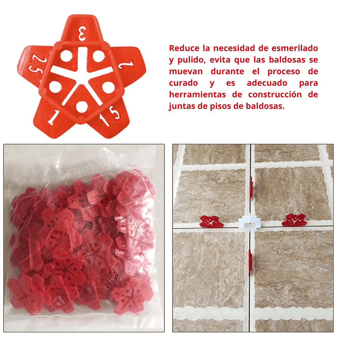 Espaciadores de Azulejos Reutilizables 5 en 1 – Bolsa de 50 Piezas para Nivelación y Separación Precisa