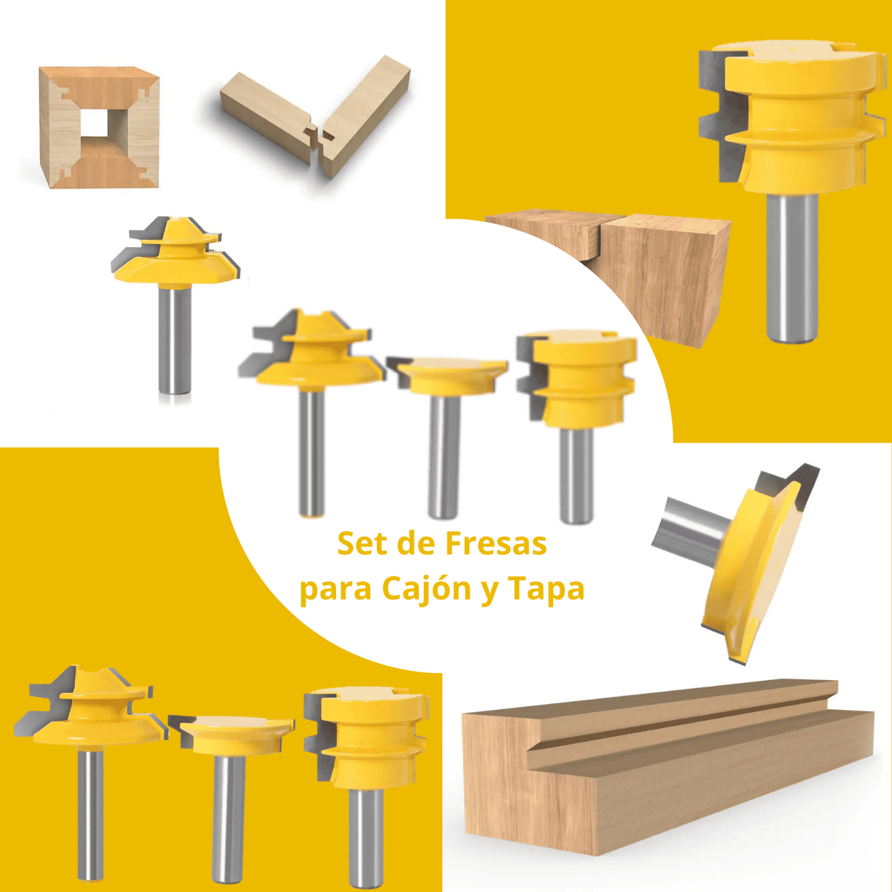 Set de Fresas para Cajón y Tapa – 3 Piezas | Vástago 1/2”