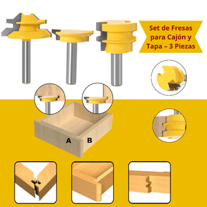 Set de Fresas para Cajón y Tapa – 3 Piezas | Vástago 1/2”