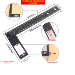 Escuadra de Ángulo Recto Multifuncional de 30cm