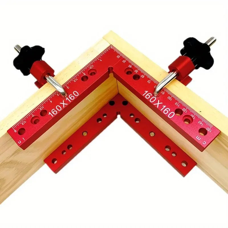2 Abrazaderas De Angulo Recto De 16cm Con 4 Clips De Fijacion En Metal