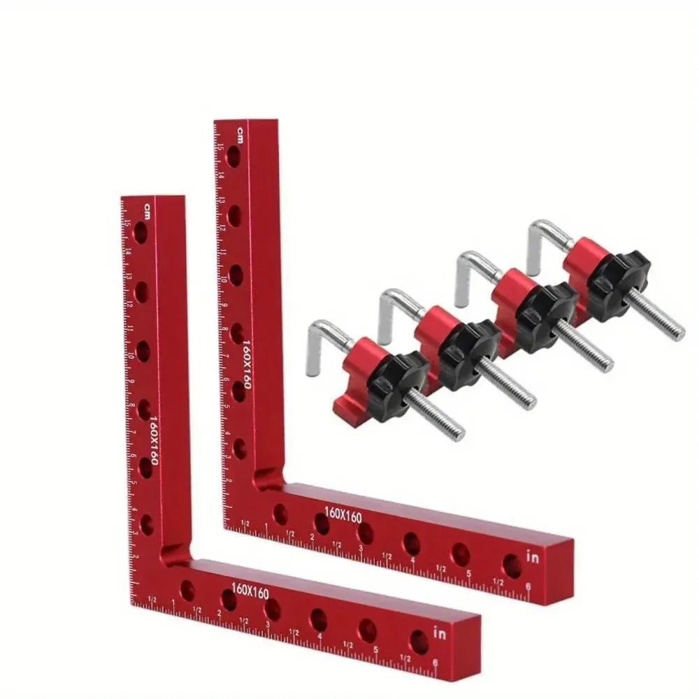 2 Abrazaderas De Angulo Recto De 16cm Con 4 Clips De Fijacion En Metal